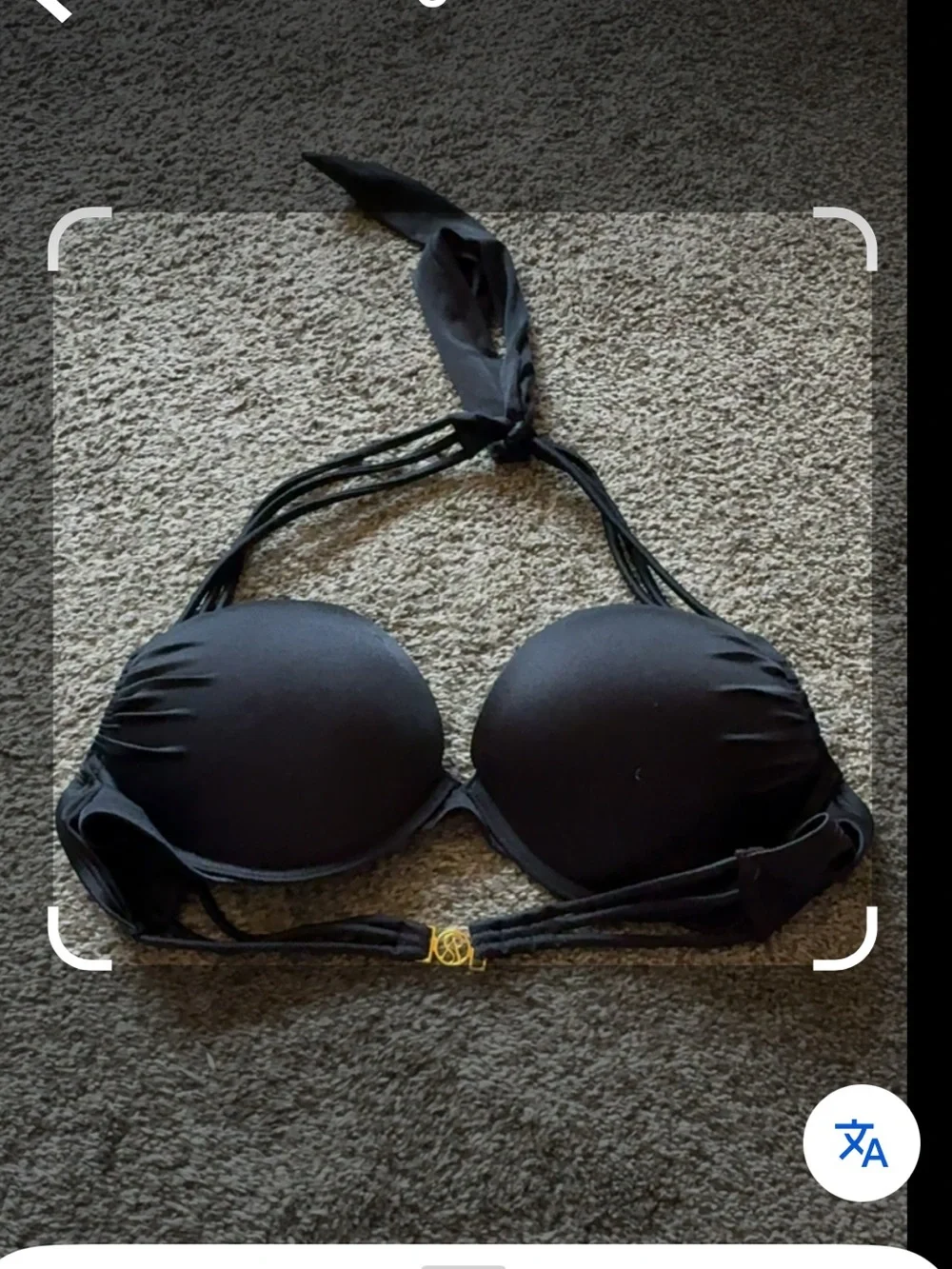 Victoria's Secret Black Push-Up Halter Bikini Top with Gold Hardware